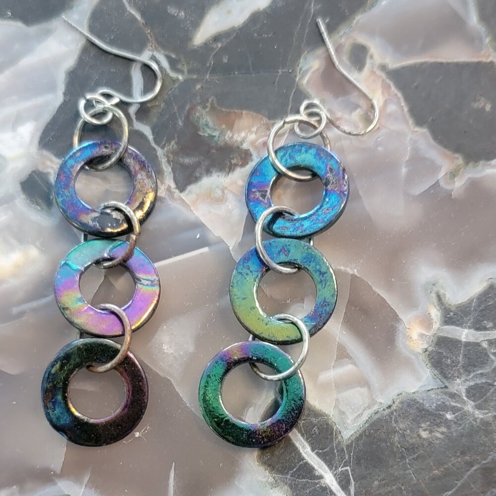 Iridescent Rainbow Dangle Earrings